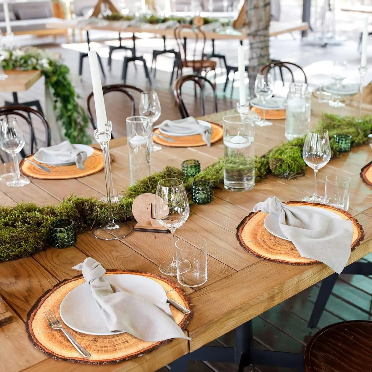 Disposable Wooden Slice Woven Paper Placemats For Thanksgiving