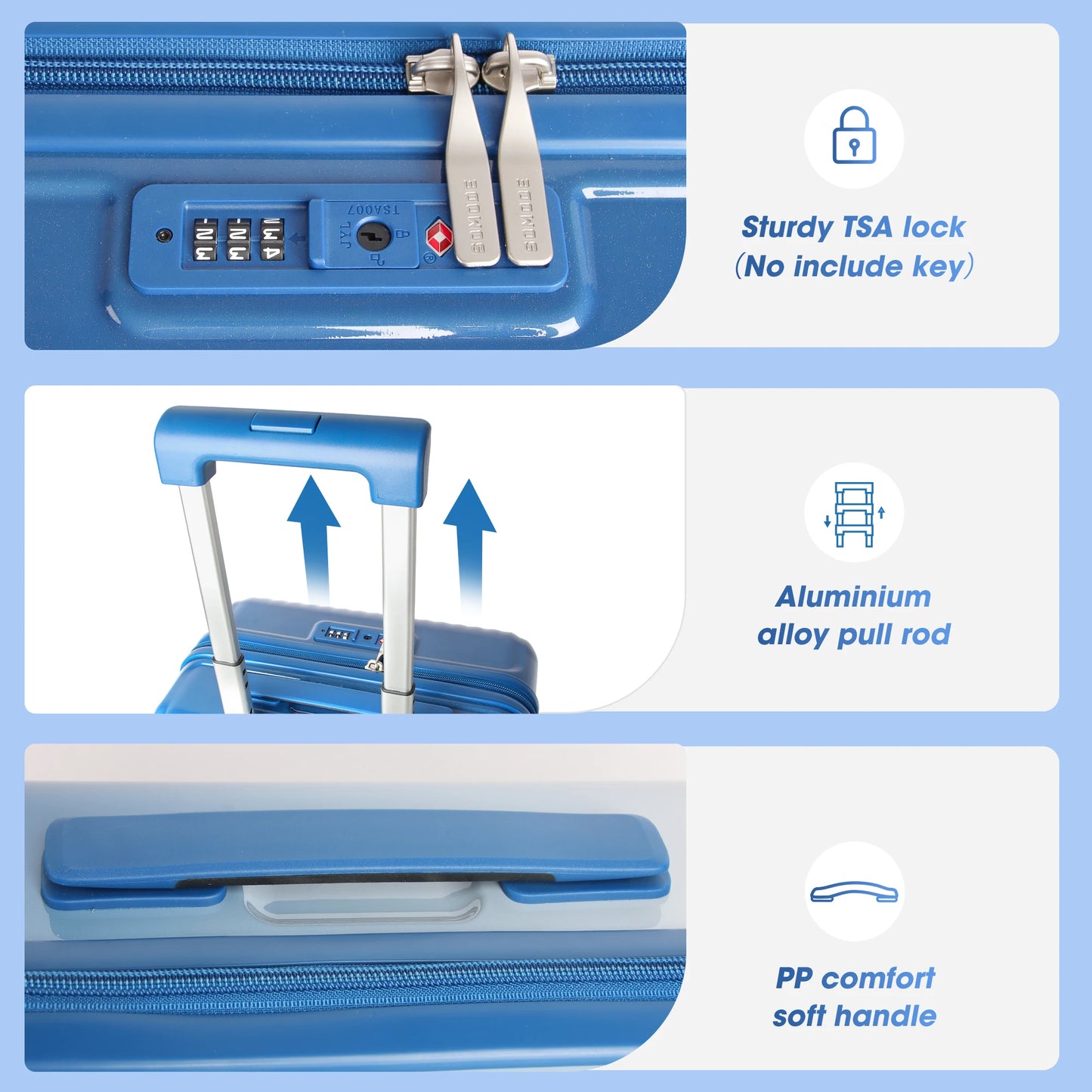 3pcs 20inch Luggage Set - Fashion Durable, Lightweight, And Secure Travel Companion With Spinner Wheels, TSA Lock, And Multi