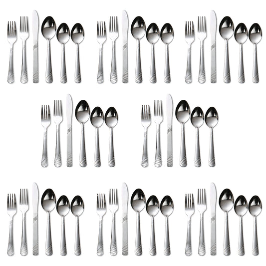 HANSMART 48Pcs Flatware Set Service for 8 Stainless Steel Knife Fork Spoon Tableware Flatware Set Kitchen Dinnerware Gift