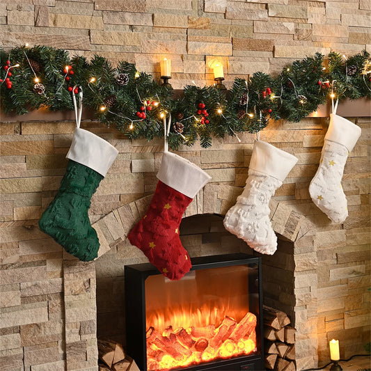 Popular Five-Star Christmas Stockings Christmas Stockings Christmas Decorative Stockings Embroidered Plush Stockings