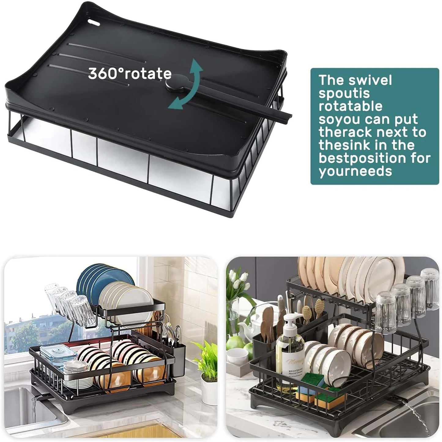 High-concerned Chemical 2-Tier Steel Dish Drying Rack