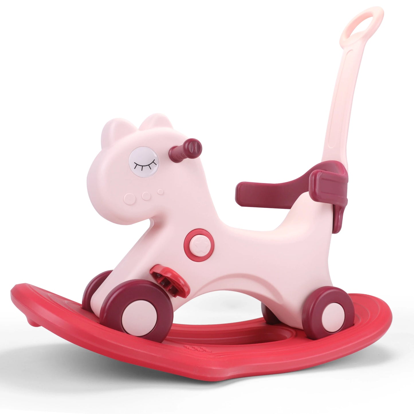 Rocking Horse, Child Safety Push Handle Rocker for Toddlers 1/2/3 Years Old Kids Ride-on Toy Birthday Gift Girl&Boy Swinging Toy