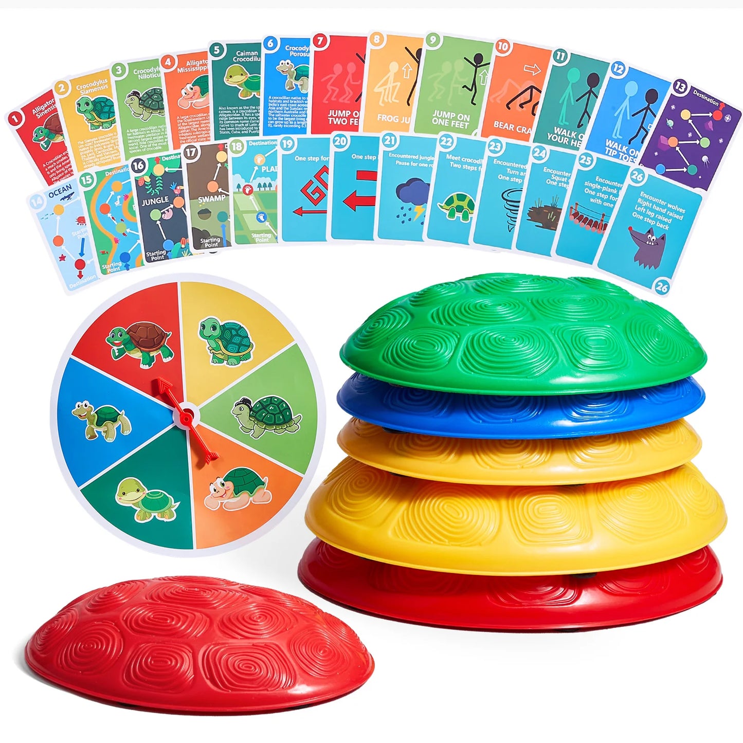 SucceBuy 6 PCS Kids Turtle Balance Stepping Stones Kids Toddler Jumping Coordination Game Toys Outdoor Play for Children Gifts