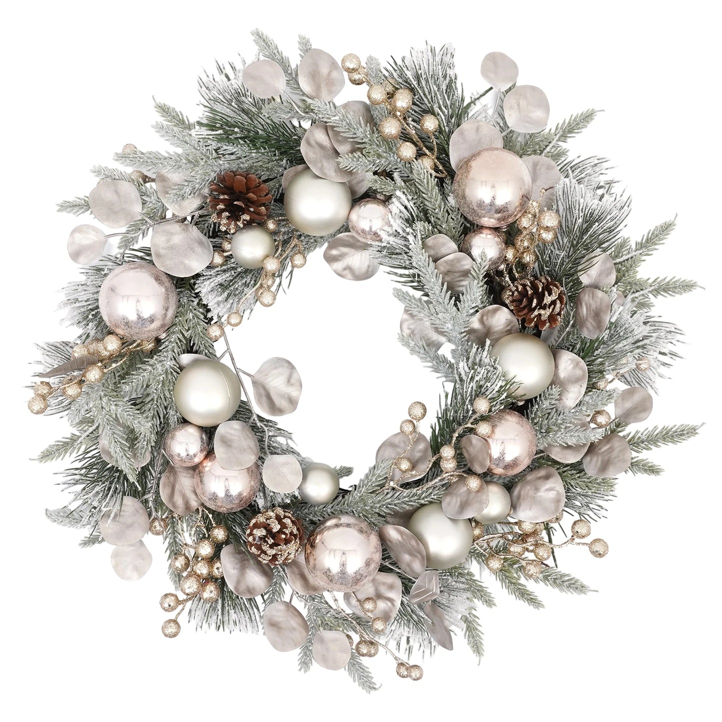 Durable Outdoor Christmas Wreath  Shatterproof Ball Decorated on Mixed Pine for All-Weather Front Door
