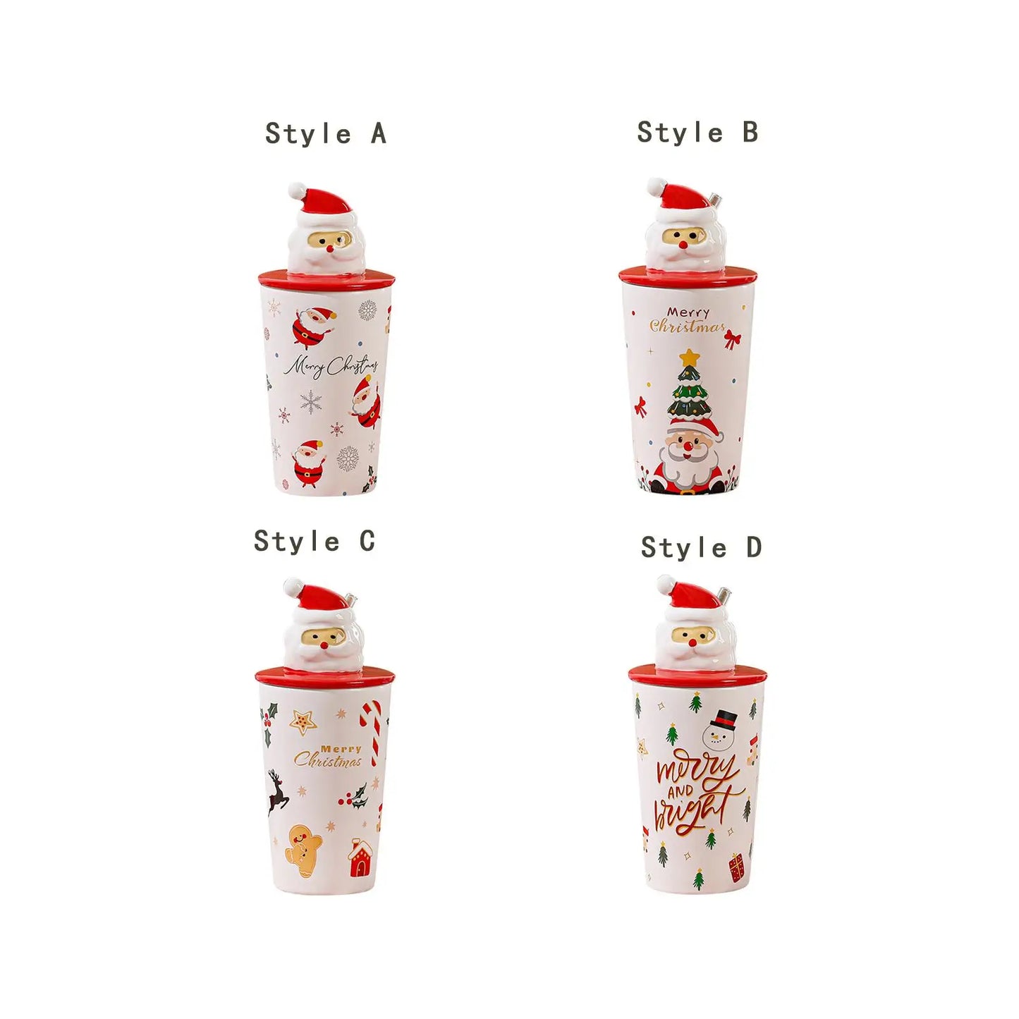Gift Box Latte Mug Lovely Christmas Tumbler Latte Tea Cup with Lid Porcelain Coffee Cup for Latte Milk Gift Drinking Hot Coffee