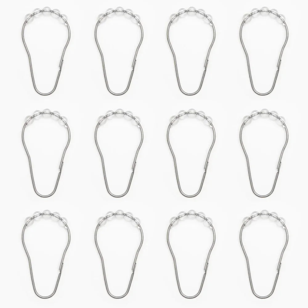 Eco-friendly Waterproof PEVA Shower Curtain Set with 12 Roller Hooks 13-piece Black White Terrazzo Pattern Easy Clean Recycled