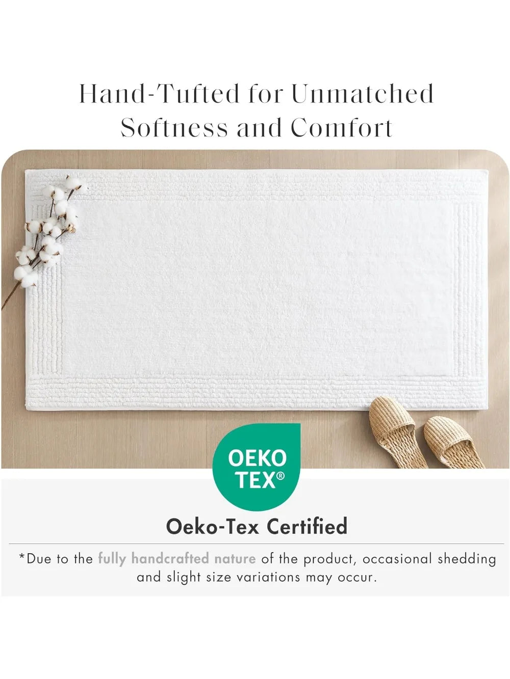 Luxury 100% Cotton Reversible Bath Rug - 3000 GSM Plush Absorbent Quick Dry Hotel Quality Bath Mat 24x72 White