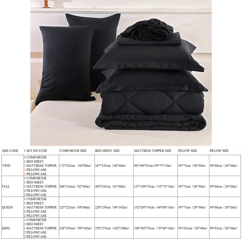 easYum 7 Piece Quilted Bedding Set Comforter Fitted Sheet Pillowcases