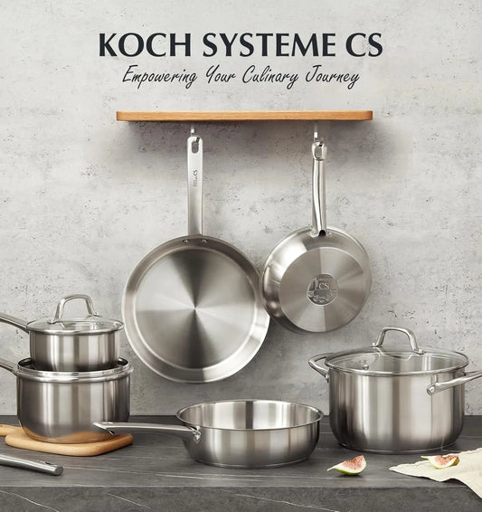 KOCH SYSTEME CS 10 Piece Stainless Steel Pots and Pans Set,  Kitchen Cookware Sets, Induction Ready, Oven Safe to 450°F