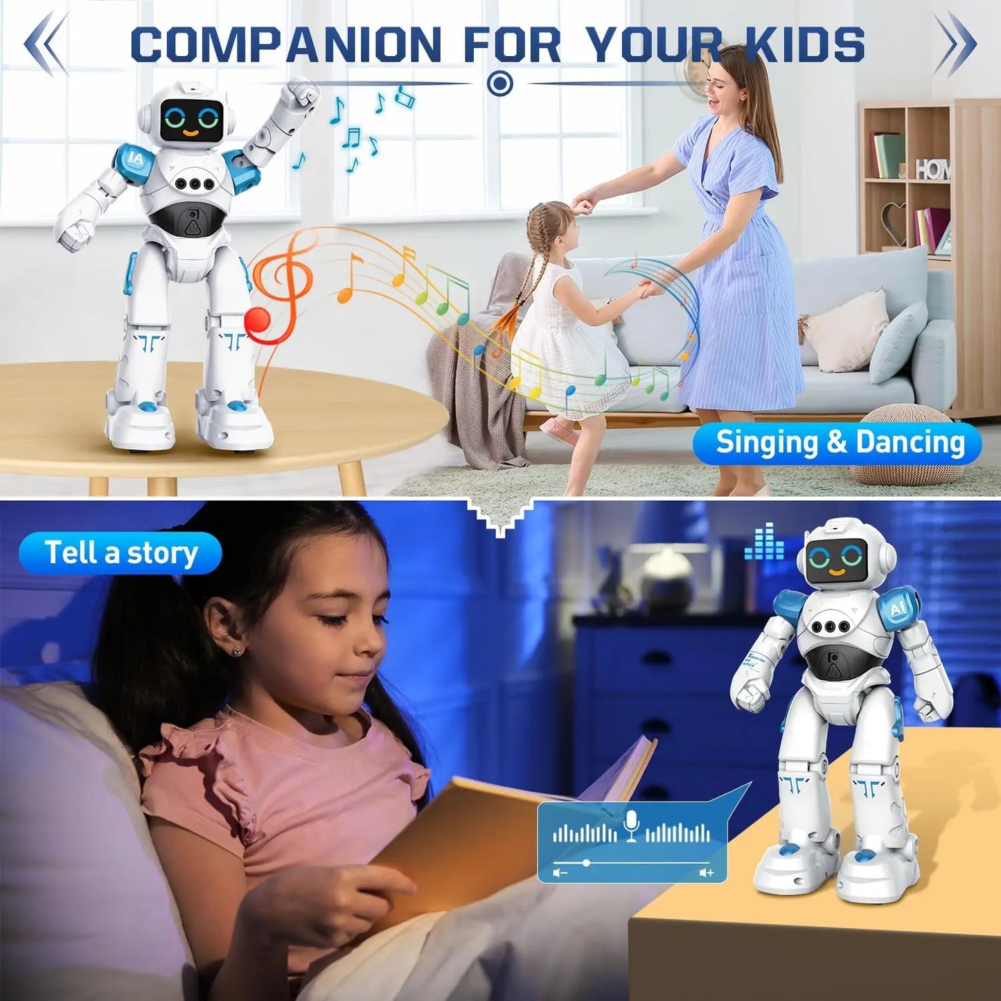 VATOS RC Robot Toy for Kids Smart Talking Voice Remote Control Robot Gesture Sensing Emo Robot Toy for Boys Girls Birthday Gift