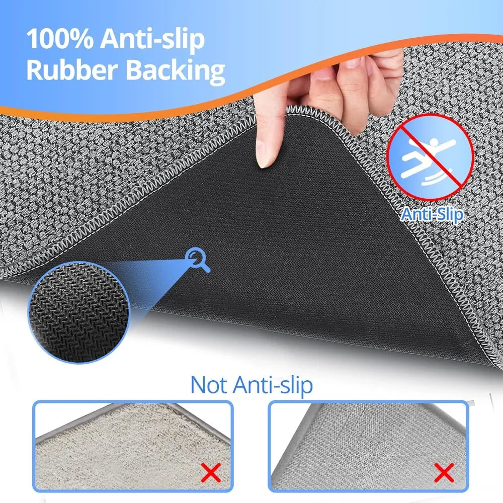 Ultra Thin Bath Mat 24x36 Inch, Non-Slip Quick Dry Absorbent Rubber Backing, Cozy Bathroom Rug for Home Decor