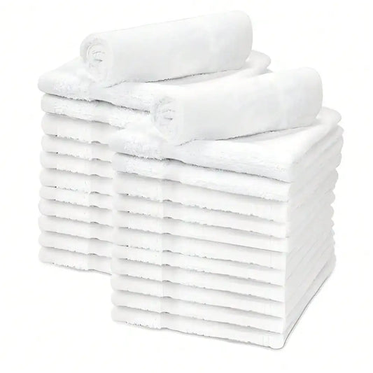Wash cloth 100% Cotton 12x12 Baby Soft Fabric White Extra Absorbent pack of 24