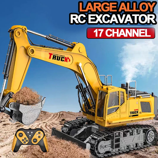 Rc Cars Trucks 17Ch Children Toys Remote Control Car for Boys Excavator Dump Truck Bulldozer Electric Construction Car Kids Gift