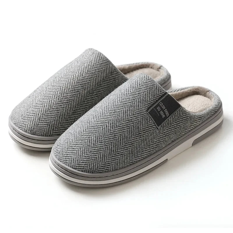 Mens Autumn Winter Cotton Slippers Indoor Plush Warm Non Slip