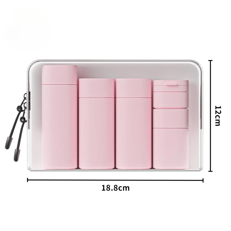 ‌6pc Silicone Travel Bottles Leak-Proof Set - Refillable Squeeze Tubes for Shampoo, Lotion, Cream, Carry-On Cosmetic Containers