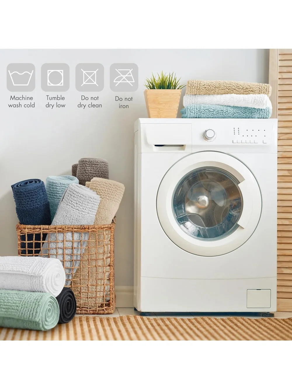 Luxury 100% Cotton Reversible Bath Rug - 3000 GSM Plush Absorbent Quick Dry Hotel Quality Bath Mat 24x72 White