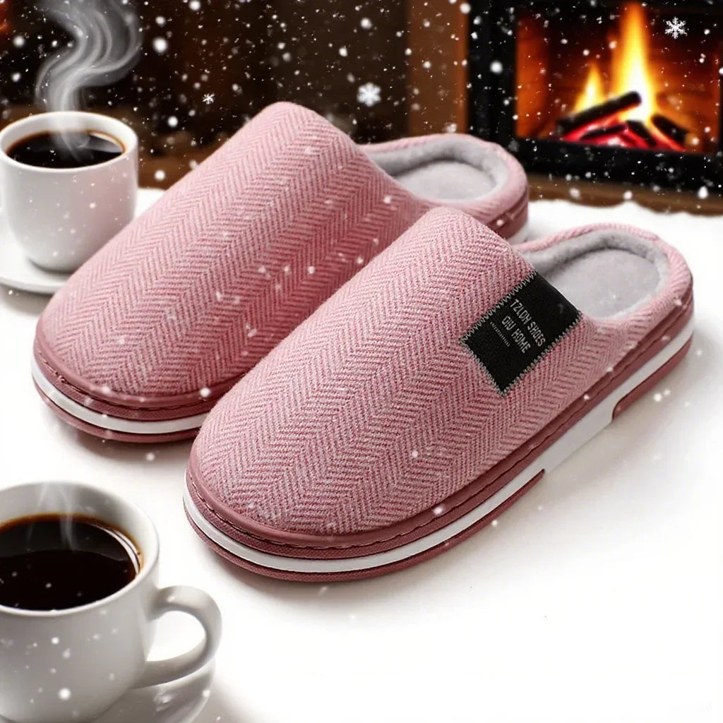 Mens Autumn Winter Cotton Slippers Indoor Plush Warm Non Slip