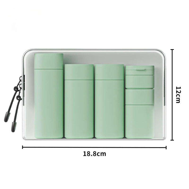 ‌6pc Silicone Travel Bottles Leak-Proof Set - Refillable Squeeze Tubes for Shampoo, Lotion, Cream, Carry-On Cosmetic Containers