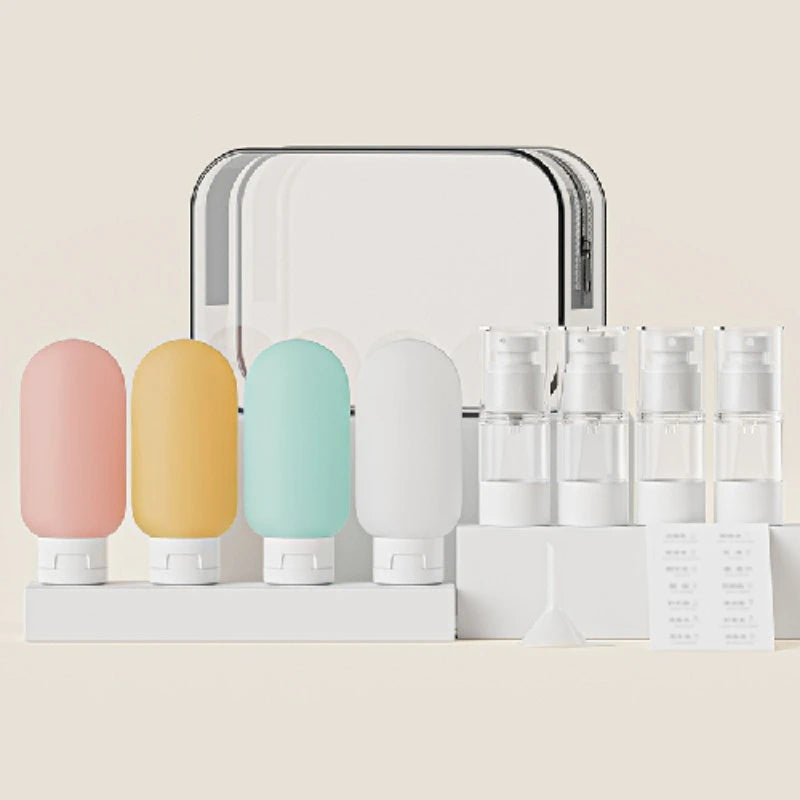 ‌6pc Silicone Travel Bottles Leak-Proof Set - Refillable Squeeze Tubes for Shampoo, Lotion, Cream, Carry-On Cosmetic Containers