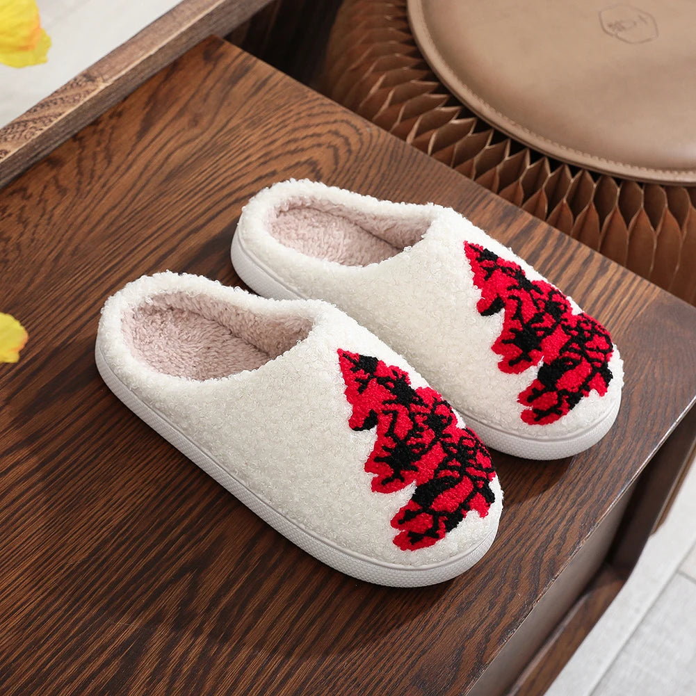Christmas Tree Cotton Slippers For Indoor Comfort Breathable Unisex