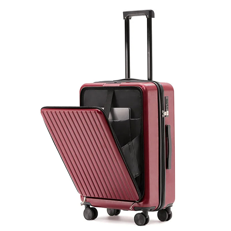 20 Inch Cabin Suitcase Front Opening Spinner Wheel Travel Rolling Luggage For Men Women Trolley Case With TSA Lock USB Charging