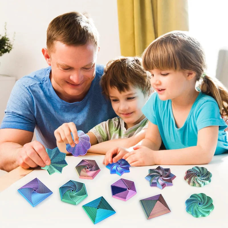 4 Pcs Fractal Fidget Hexagon, Stress Relief Sensory Toys for ADHD,Autism Whirling Spiral Design,Colorful Fidget Toy Christmas