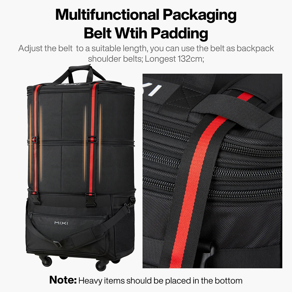 Mixi Foldable Travel Bag With Wheels Expandable Large Capacity Luggage