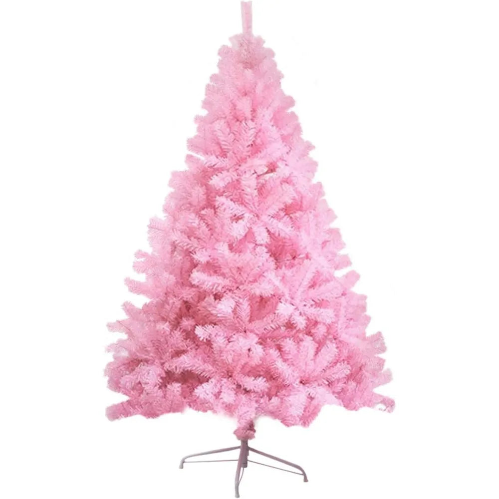 CCINEE 6ft Pink Artificial Christmas Tree 700 Branch Tips Hinged Spruce with Metal Stands Easy Assembly for Xmas Holidy
