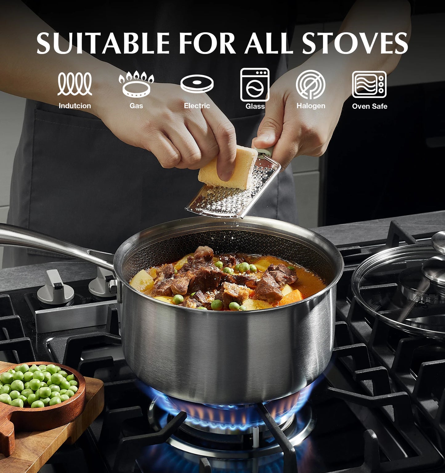 KOCH SYSTEME CS Hybrid Nonstick Stainless Steel Saucepan Set, 1QT & 2QT Triply Stainless Steel Saucepan Set