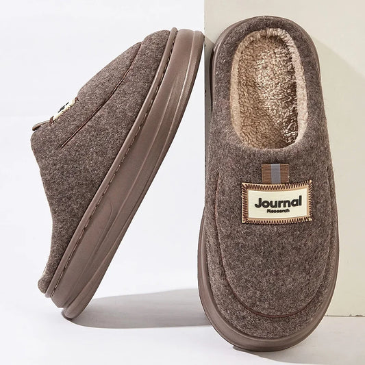 Pmoiste Men's Soft Fleece Slippers EVA Platform Memory Foam Indoor