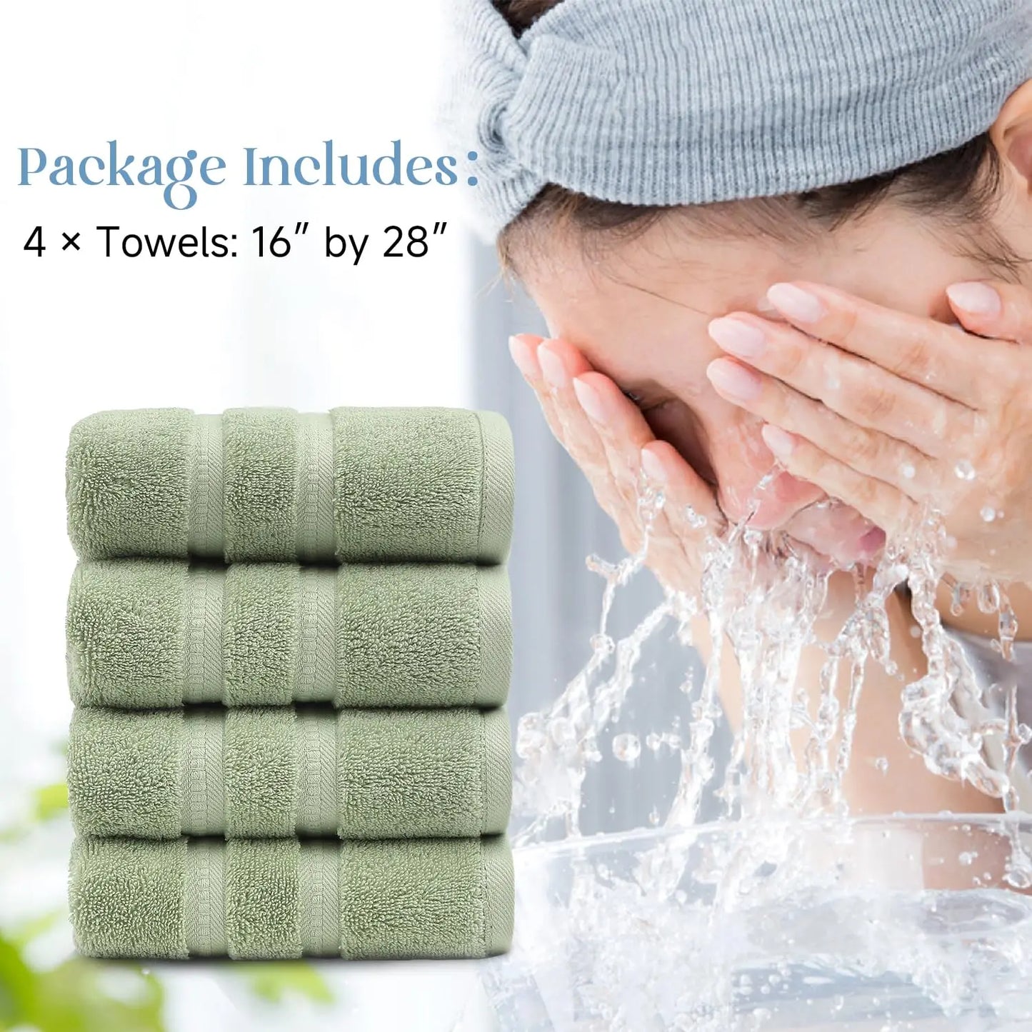 Simple&Opulence 100% Cotton Hand Towels- Set of 4 (16"x28"),Ultra Soft and Highly Absorbent 650GSM Face Towels for Bathroom