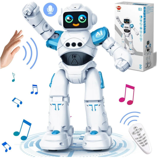 VATOS RC Robot Toy for Kids Smart Talking Voice Remote Control Robot Gesture Sensing Emo Robot Toy for Boys Girls Birthday Gift