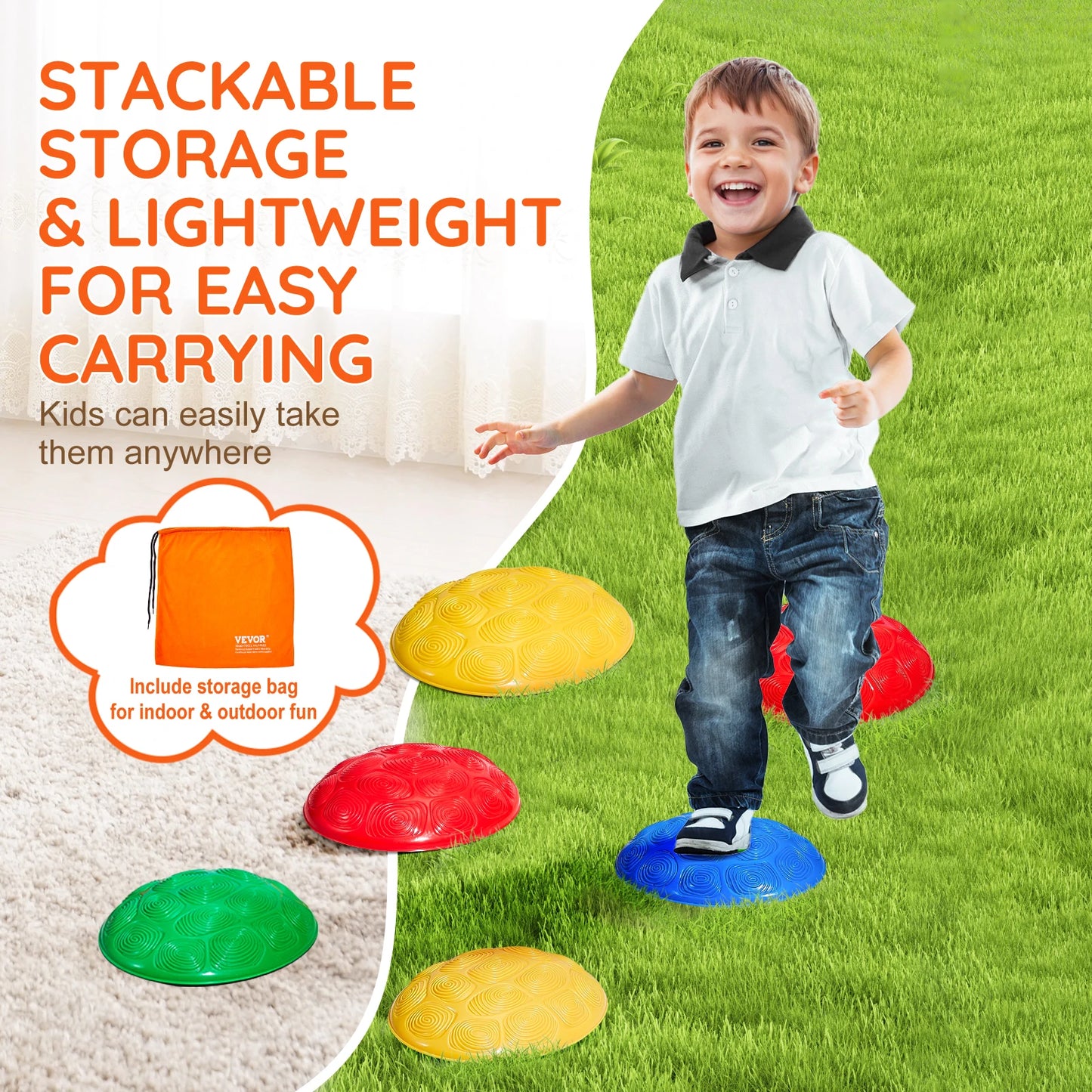 SucceBuy 6 PCS Kids Turtle Balance Stepping Stones Kids Toddler Jumping Coordination Game Toys Outdoor Play for Children Gifts