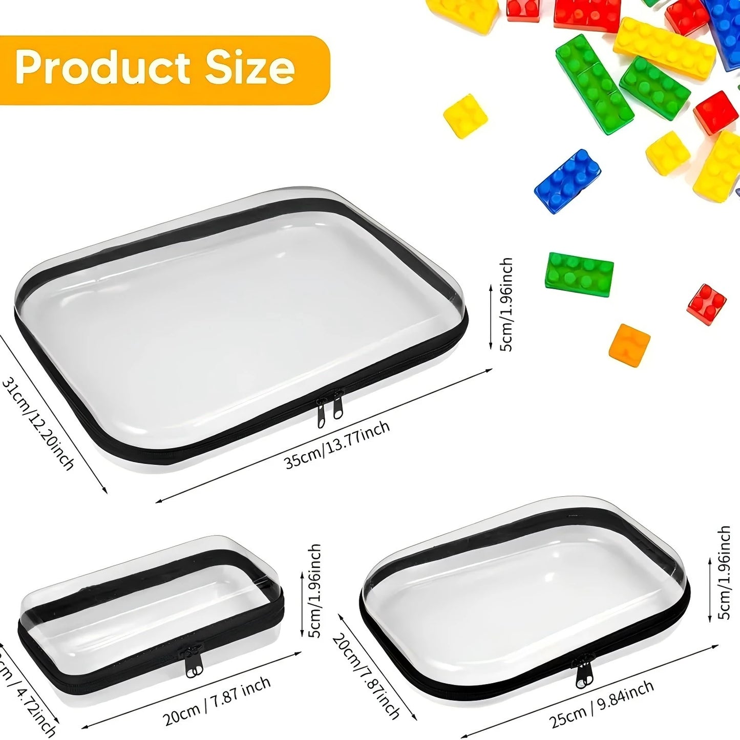 3PCS（L+M+S） Zippered Transparent Cases For Snacks, Clear Organizer Bags, Portable  Grade Plastic Zipper Pouches Travel Case