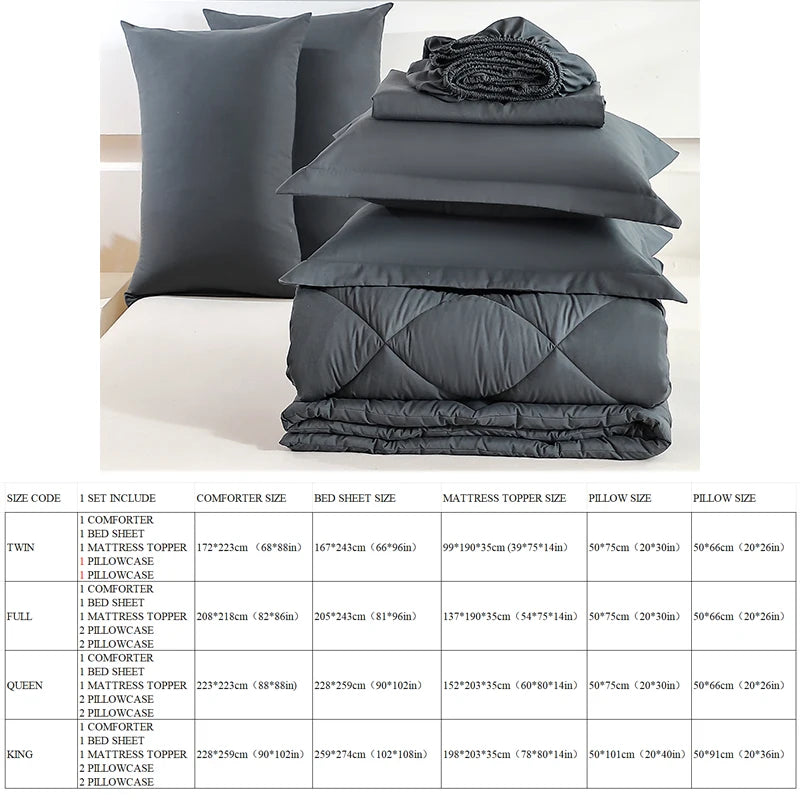 easYum 7 Piece Quilted Bedding Set Comforter Fitted Sheet Pillowcases