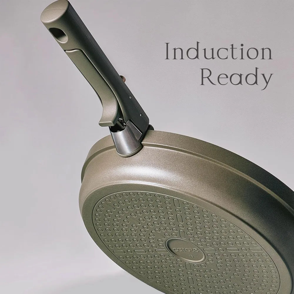 9-Piece Ceramic Cookware Set with Detachable Handles, Non-Stick Induction Safe Pots & Pans for RV Kitchen