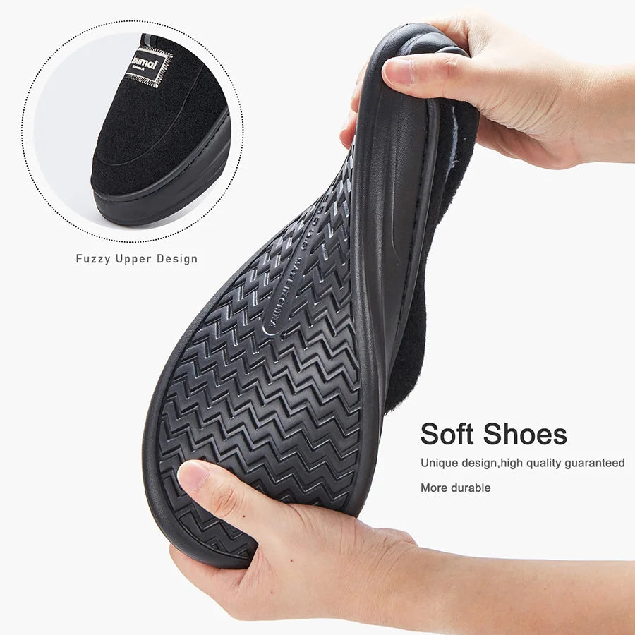 Pmoiste Men's Soft Fleece Slippers EVA Platform Memory Foam Indoor