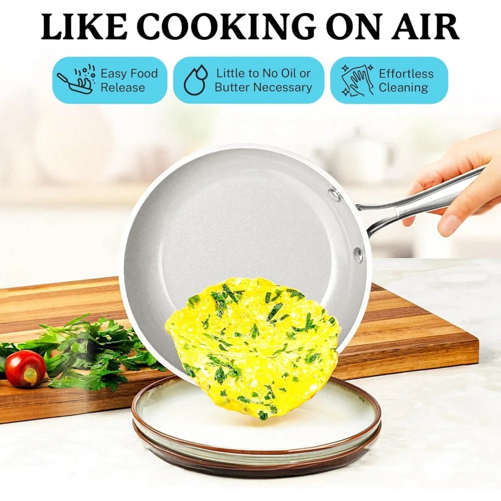 12-Piece Aqua Blue Nonstick Ceramic Cookware Set, Diamond-Infused Coating, Oven & Dishwasher Safe, Healthy PFOA-Free