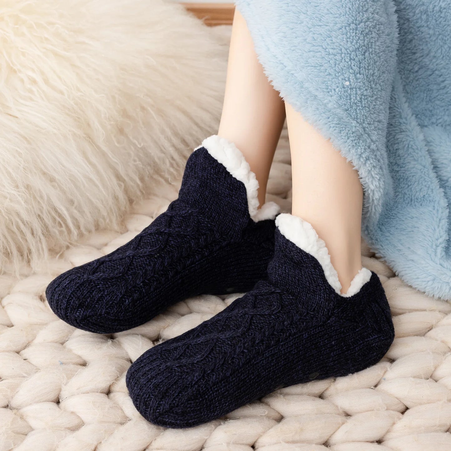 THASENECN Women's Winter Slipper Socks Cotton Warm Fuzzy Non Slip