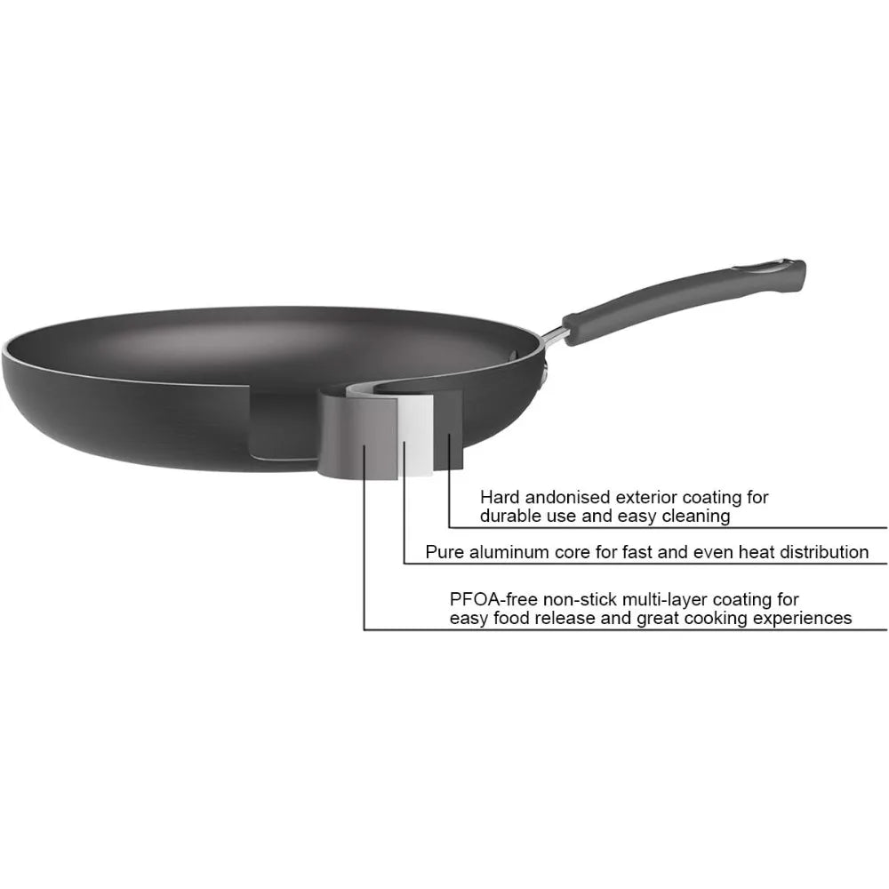 Professional 12-Piece Non-Stick Cookware Set, Hard Anodized Aluminum, Oven Safe Kitchen Pots Pans Utensils