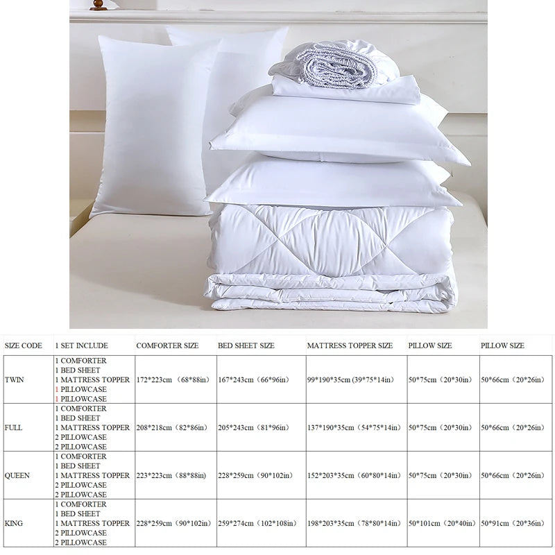 easYum 7 Piece Quilted Bedding Set Comforter Fitted Sheet Pillowcases