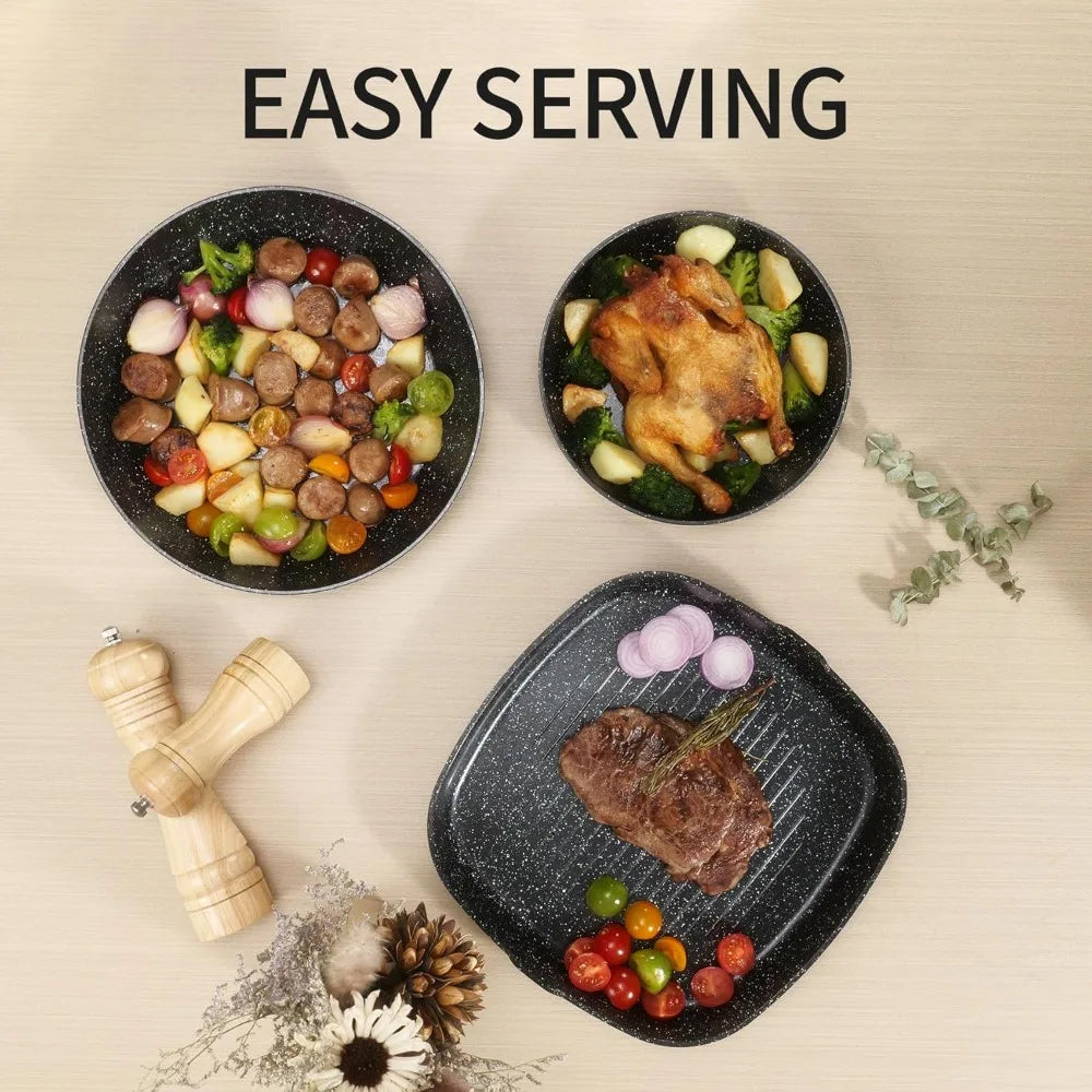 23pcs Nonstick Ceramic Cookware Set with Removable Handle, Induction Compatible Pots & Pans for Home Chefs