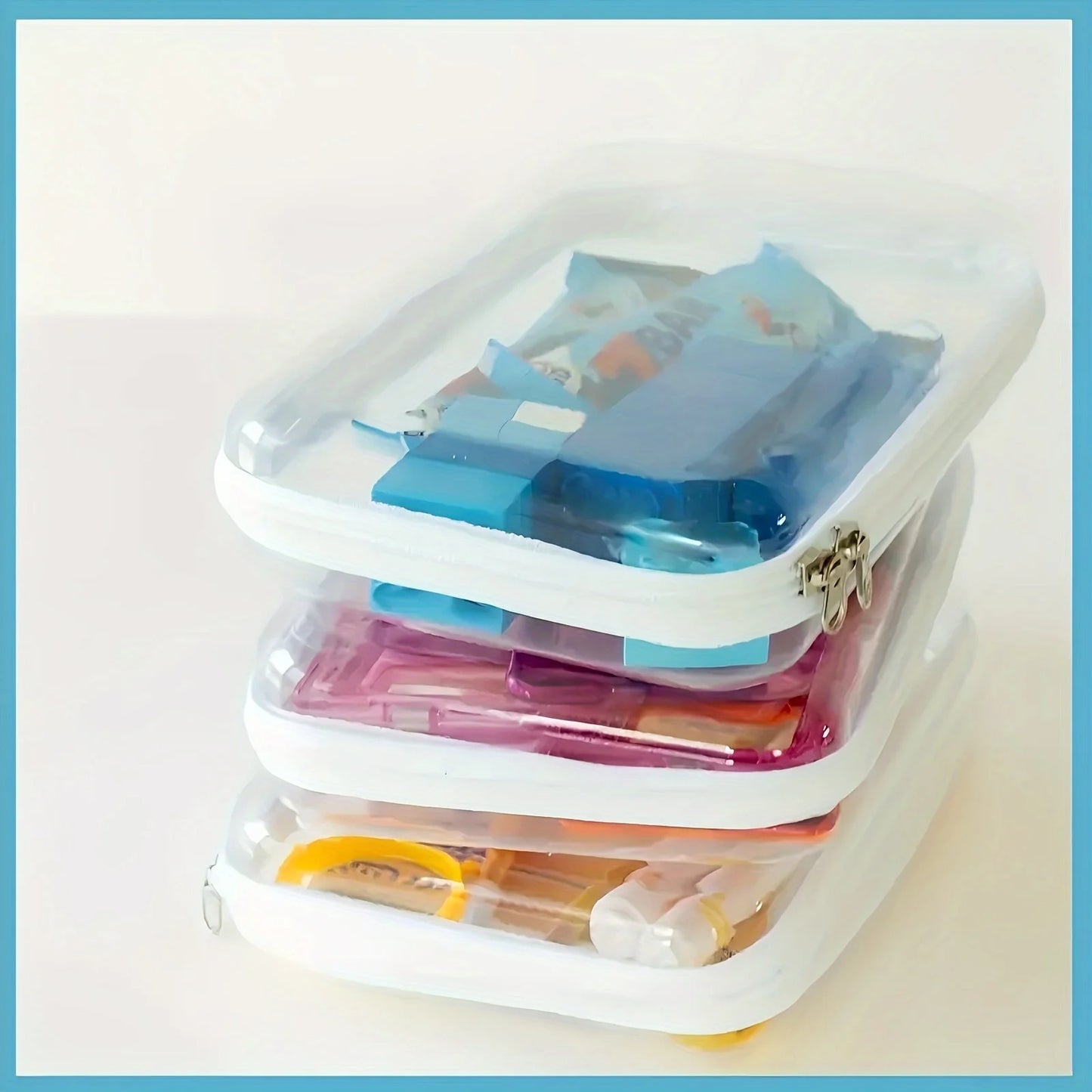 3PCS（L+M+S） Zippered Transparent Cases For Snacks, Clear Organizer Bags, Portable  Grade Plastic Zipper Pouches Travel Case
