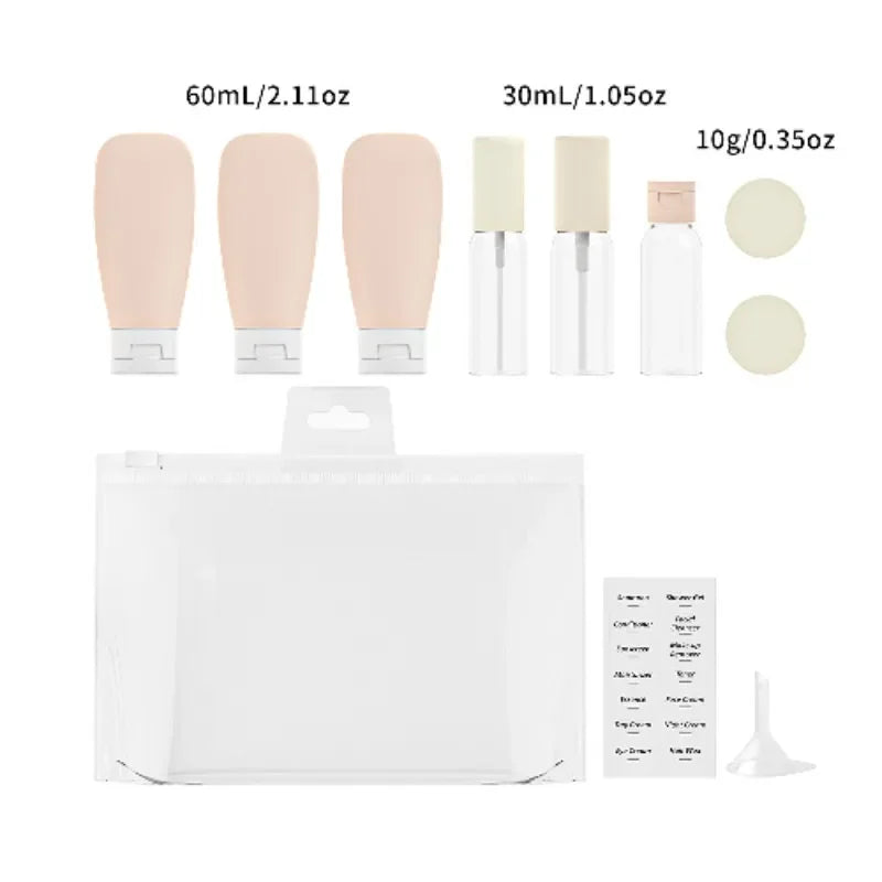 ‌6pc Silicone Travel Bottles Leak-Proof Set - Refillable Squeeze Tubes for Shampoo, Lotion, Cream, Carry-On Cosmetic Containers