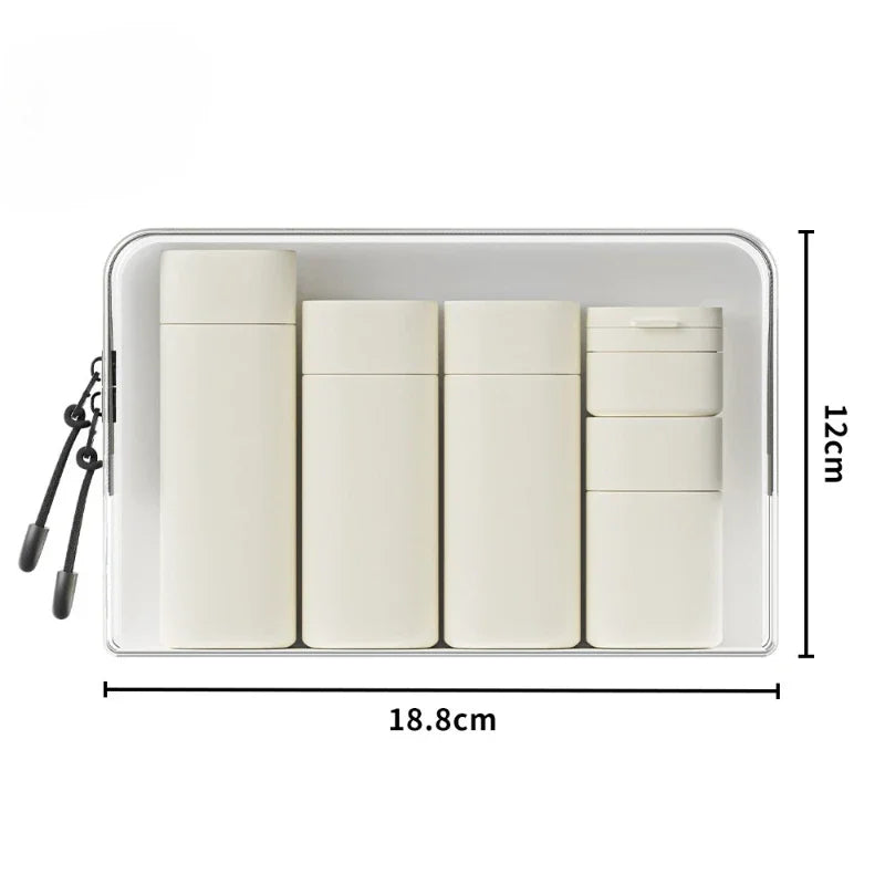 ‌6pc Silicone Travel Bottles Leak-Proof Set - Refillable Squeeze Tubes for Shampoo, Lotion, Cream, Carry-On Cosmetic Containers