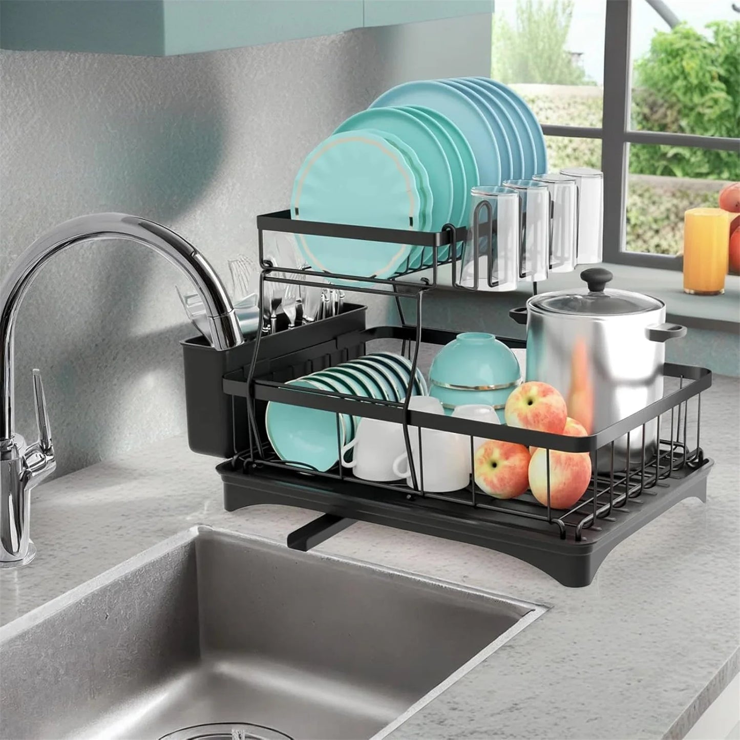 High-concerned Chemical 2-Tier Steel Dish Drying Rack