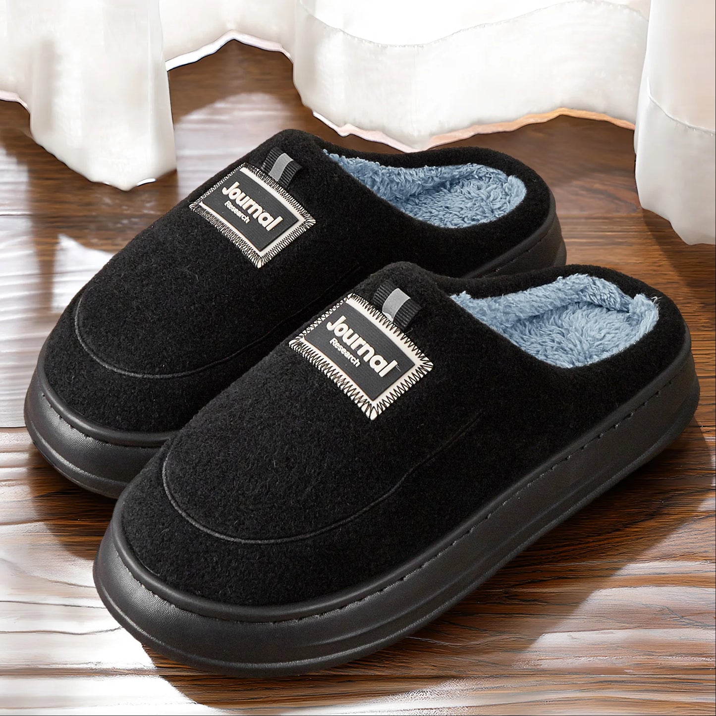 Pmoiste Men's Soft Fleece Slippers EVA Platform Memory Foam Indoor