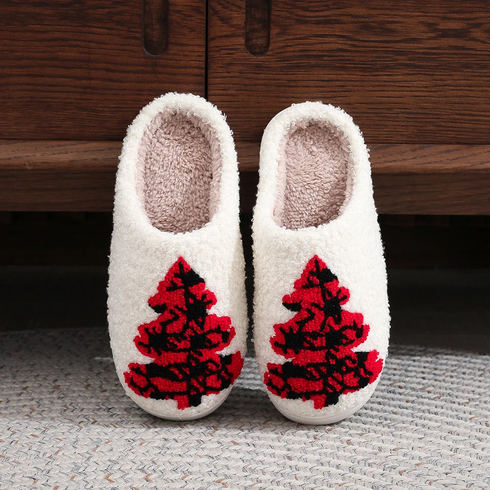 Christmas Tree Cotton Slippers For Indoor Comfort Breathable Unisex