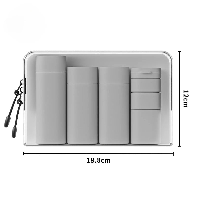 ‌6pc Silicone Travel Bottles Leak-Proof Set - Refillable Squeeze Tubes for Shampoo, Lotion, Cream, Carry-On Cosmetic Containers