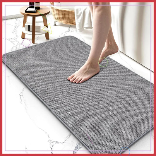Ultra Thin Bath Mat 24x36 Inch, Non-Slip Quick Dry Absorbent Rubber Backing, Cozy Bathroom Rug for Home Decor